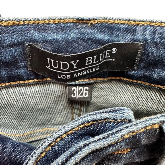 Judy Blue Slim Fit Cropped Jeans Frayed Raw Hem‎ Denim Casual Stretch Size 3/26 - Picture 6 of 7